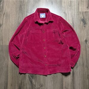 L.L. Bean Corduroy Shirt Jacket Fuchsia Pink Button Down Long Sleeve Women M